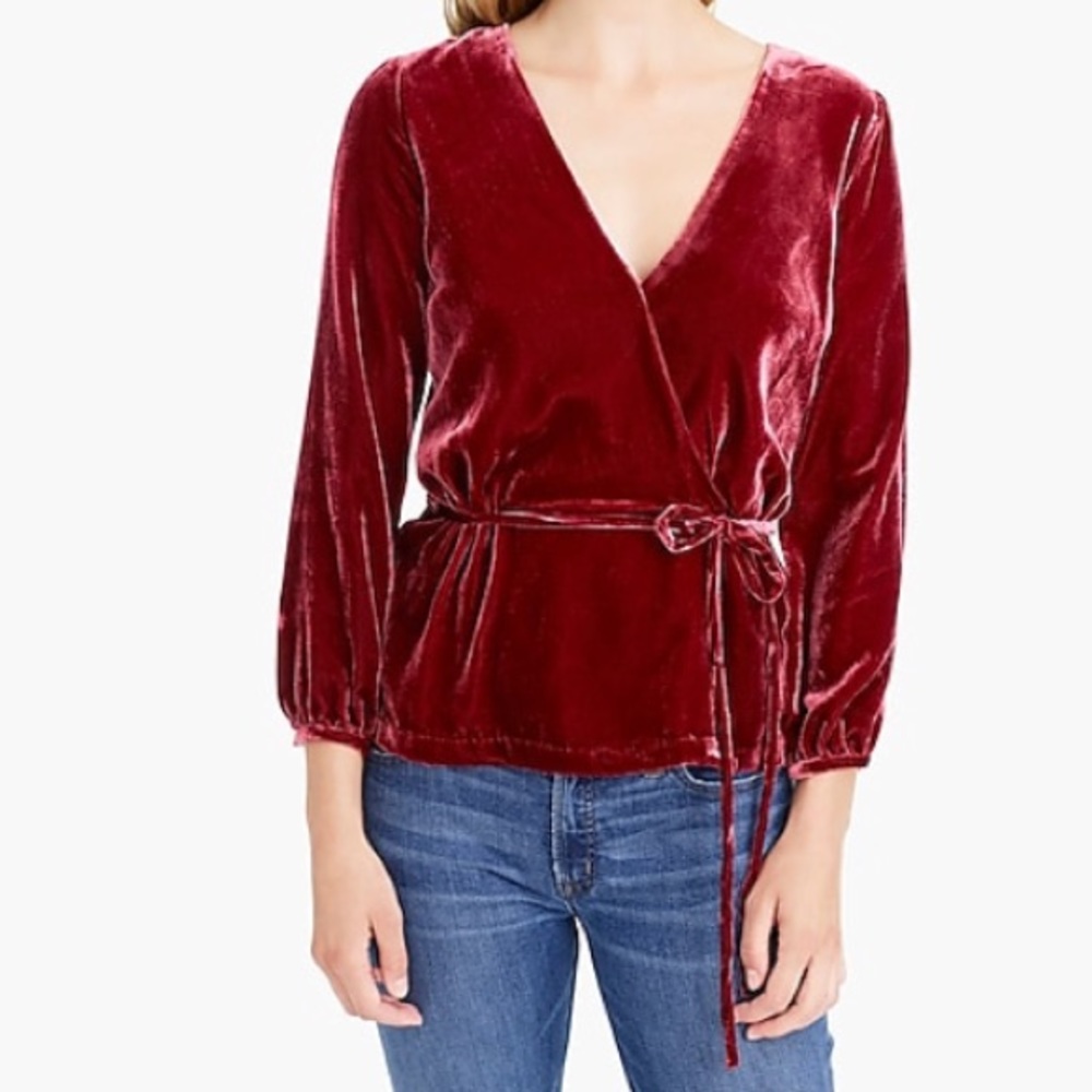 J. Crew Velvet Faux Wrap Blouse NWT!